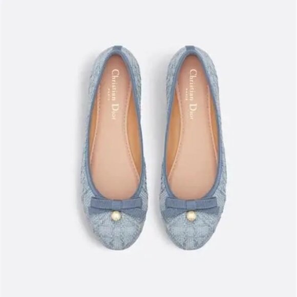 CHRISTIAN DIOR Pastel Blue Cannage Raffia Ballet Flats EUR 39 $980 - Picture 1 of 9